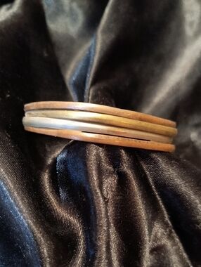 Unisex Mixed Metal Stacked Bangle Bracelet